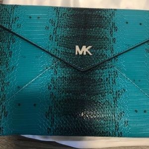 Michael Kors Teal Snakeskin clutch/crossbody